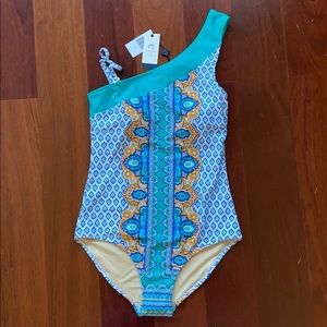 Cabana Life Jewel Scarf One Shoulder Swimsuit